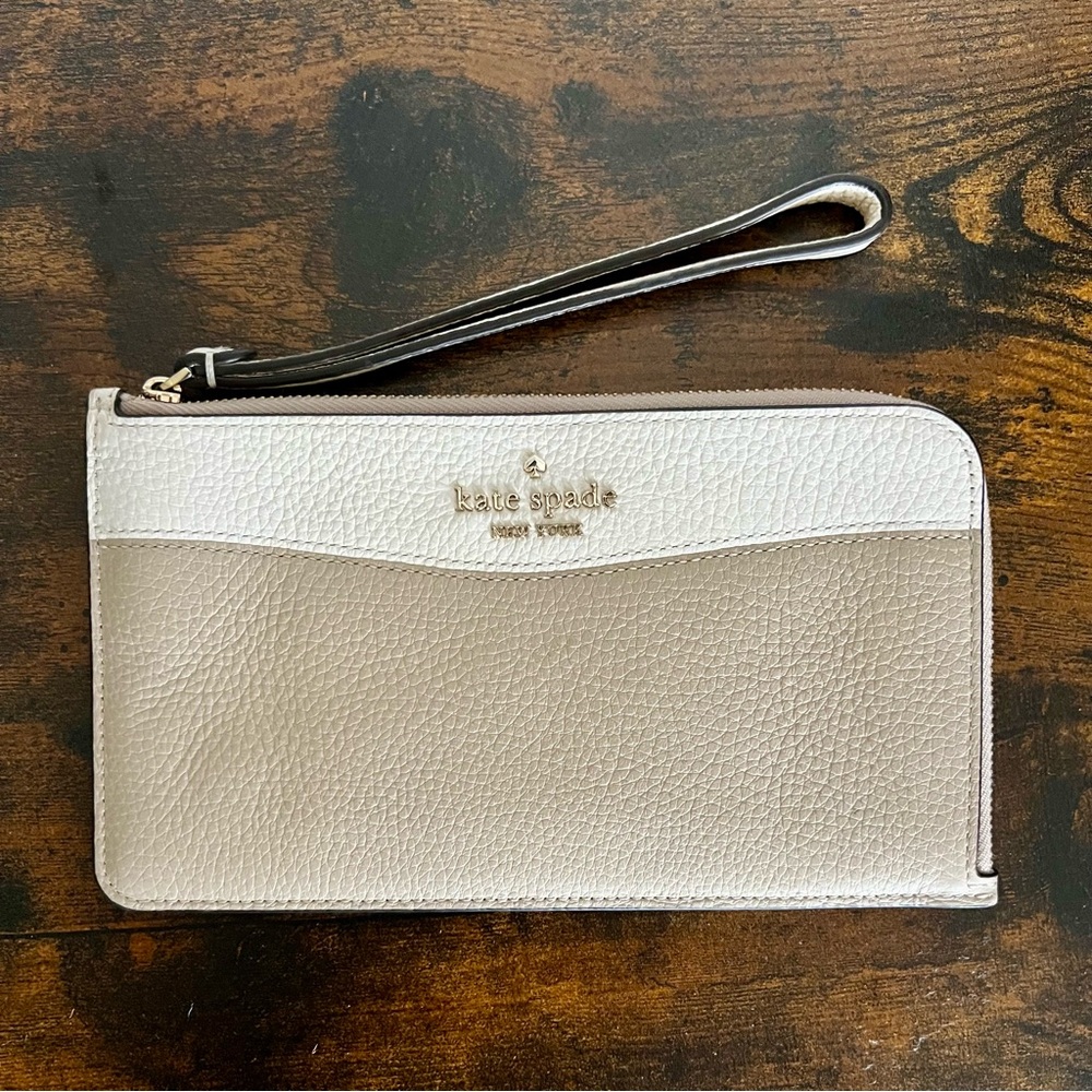Kate Spade Taupe and Cream Wristlet